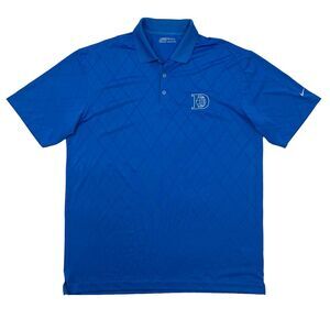 Nike Golf Polo Shirt Mens XL Extra Large Ocean Blue Criss Cross Stripe Printed